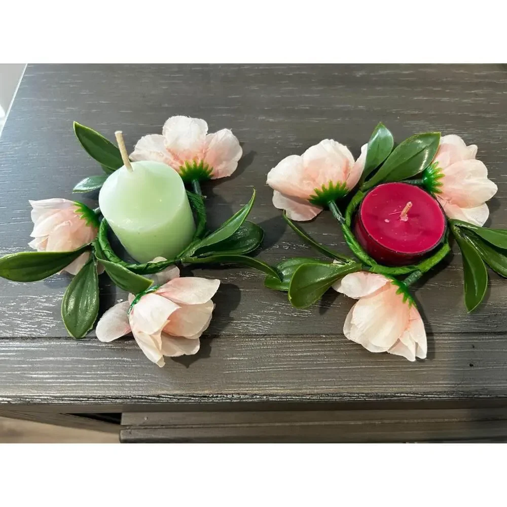 60 Mini wreath pink floral tealight ring wedding bridal baby shower favors decor